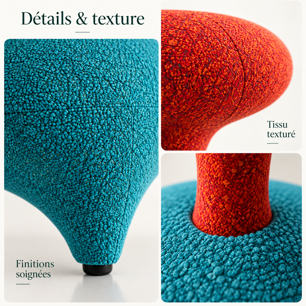 Fauteuil Bloop – Design Sculptural Turquoise & Corail